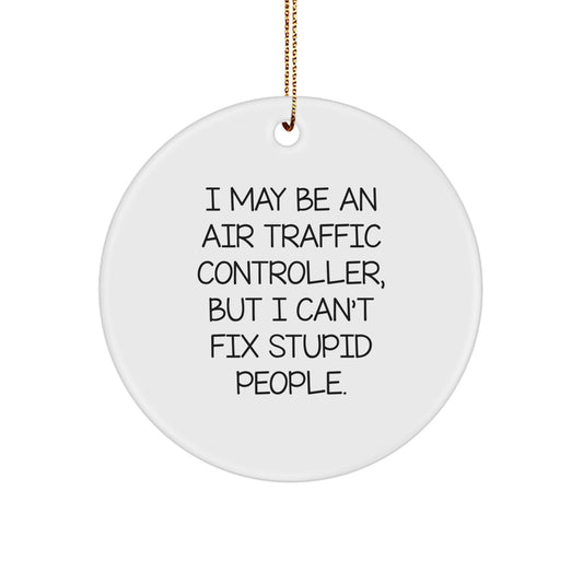 Christmas Gift Surprise for Teens Air Traffic Controller Circle Ornament - Image 1