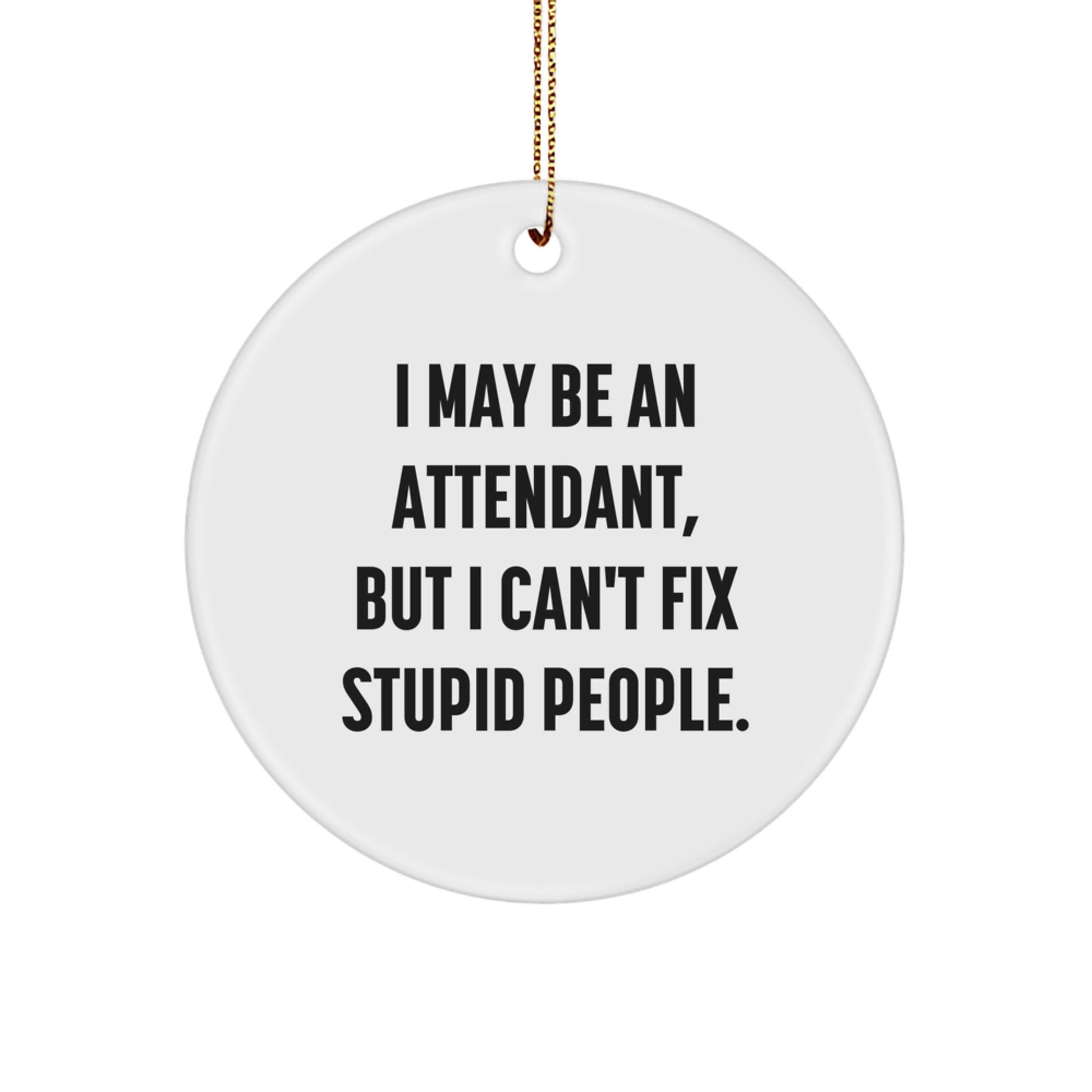 Funny Attendant Gifts from Men to Coworkers - I May Be An Attendant, But I Can't Fix Stupid People. Circle Ornament for Christmas Unique Gifts for Attendant - Image 1
