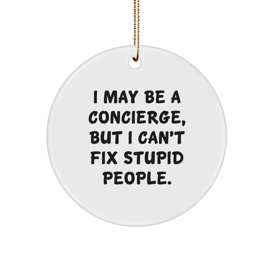 Circle Christmas Ornament for Coworkers Gift – Concierge Quote Keepsake - Image 1