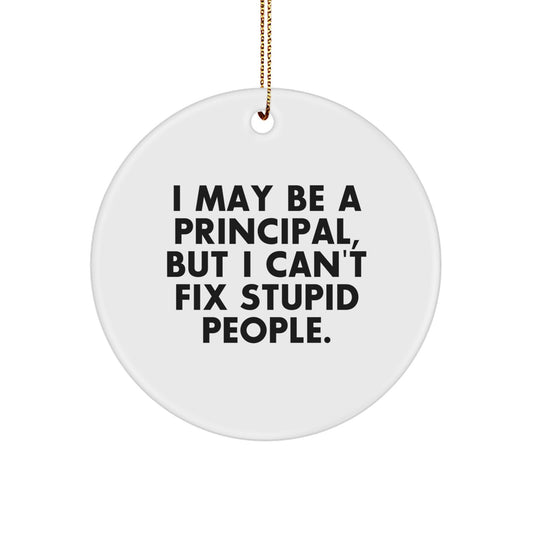 Christmas Unique Gift Ornament for Her Principal Funny Present Circle - Image 1