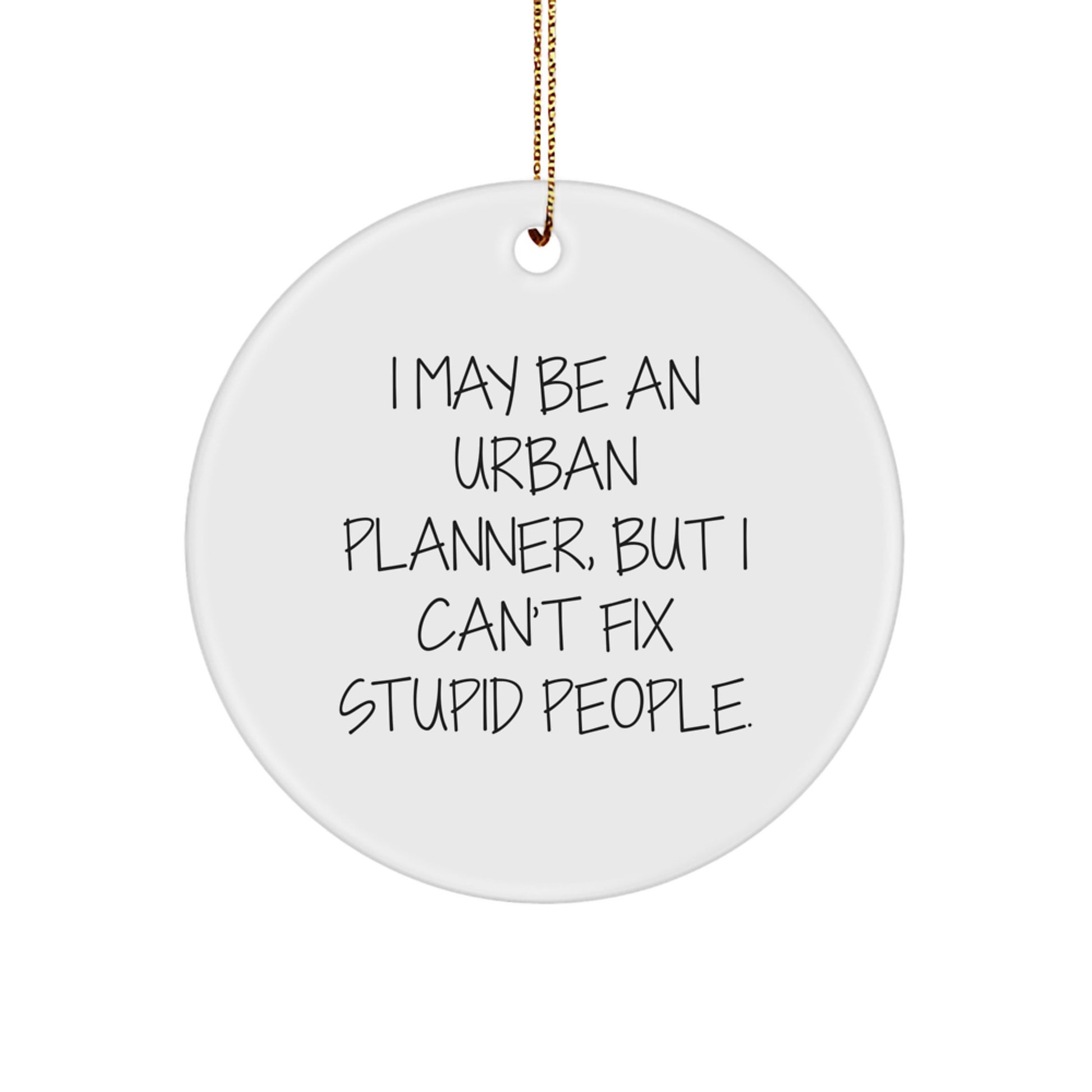 Funny Urban Planner Gifts from Men, Women, or Coworkers - I May Be An Urban Planner, But I Can't Fix Stupid People. Circle Ornament for Urban Planner Friends - Image 1
