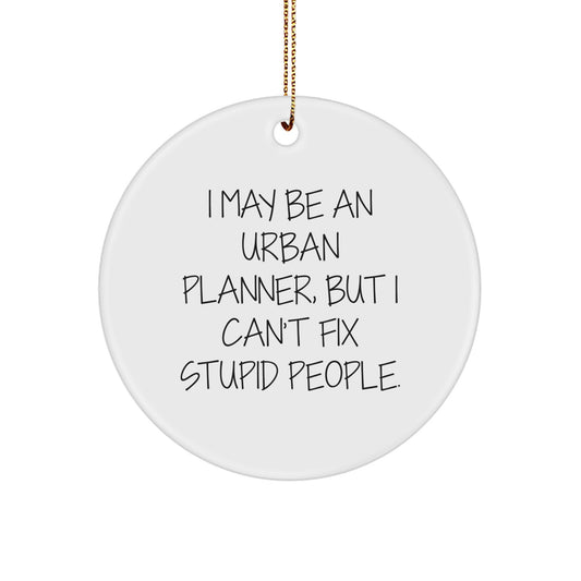 Funny Urban Planner Gifts from Men, Women, or Coworkers - I May Be An Urban Planner, But I Can't Fix Stupid People. Circle Ornament for Urban Planner Friends - Image 1