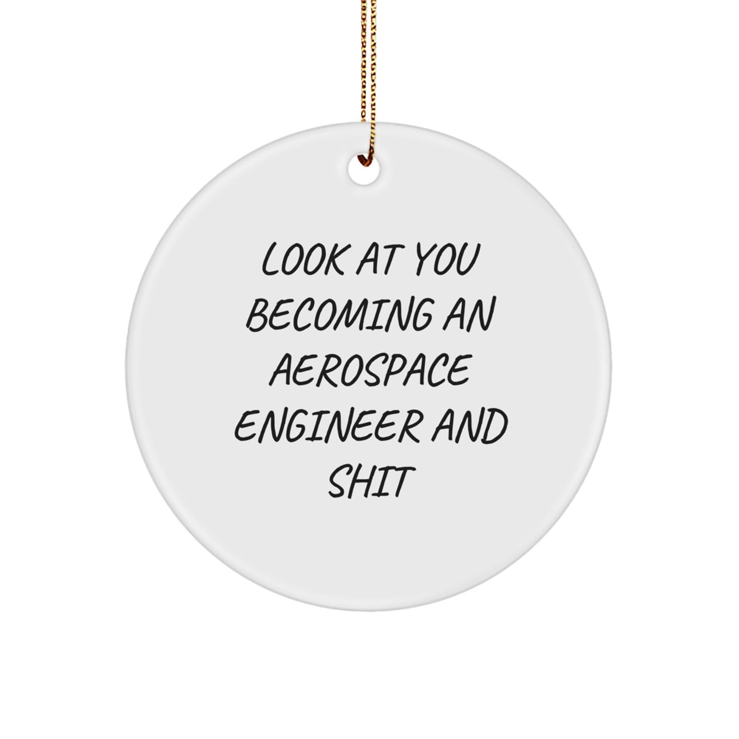 Funny Aerospace Engineer Christmas Unique Gift, Circle Ornament for Him, 'Look At You Becoming An Aerospace Engineer And Shit', Unique Gifts from Men to Aerospace Engineer Friends - Image 1