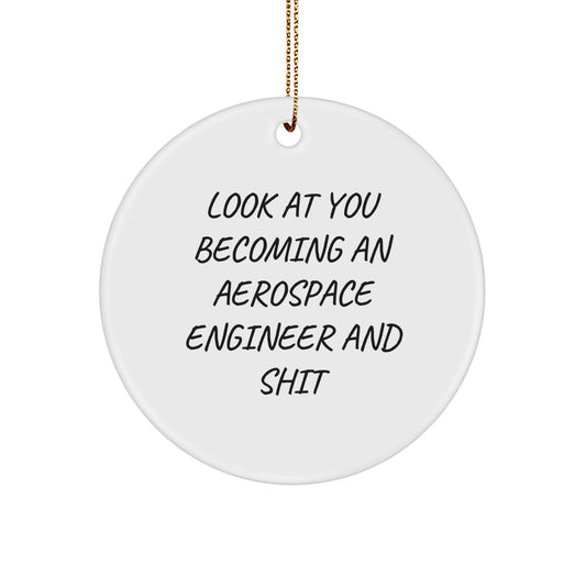 Funny Aerospace Engineer Christmas Unique Gift, Circle Ornament for Him, 'Look At You Becoming An Aerospace Engineer And Shit', Unique Gifts from Men to Aerospace Engineer Friends - Image 1