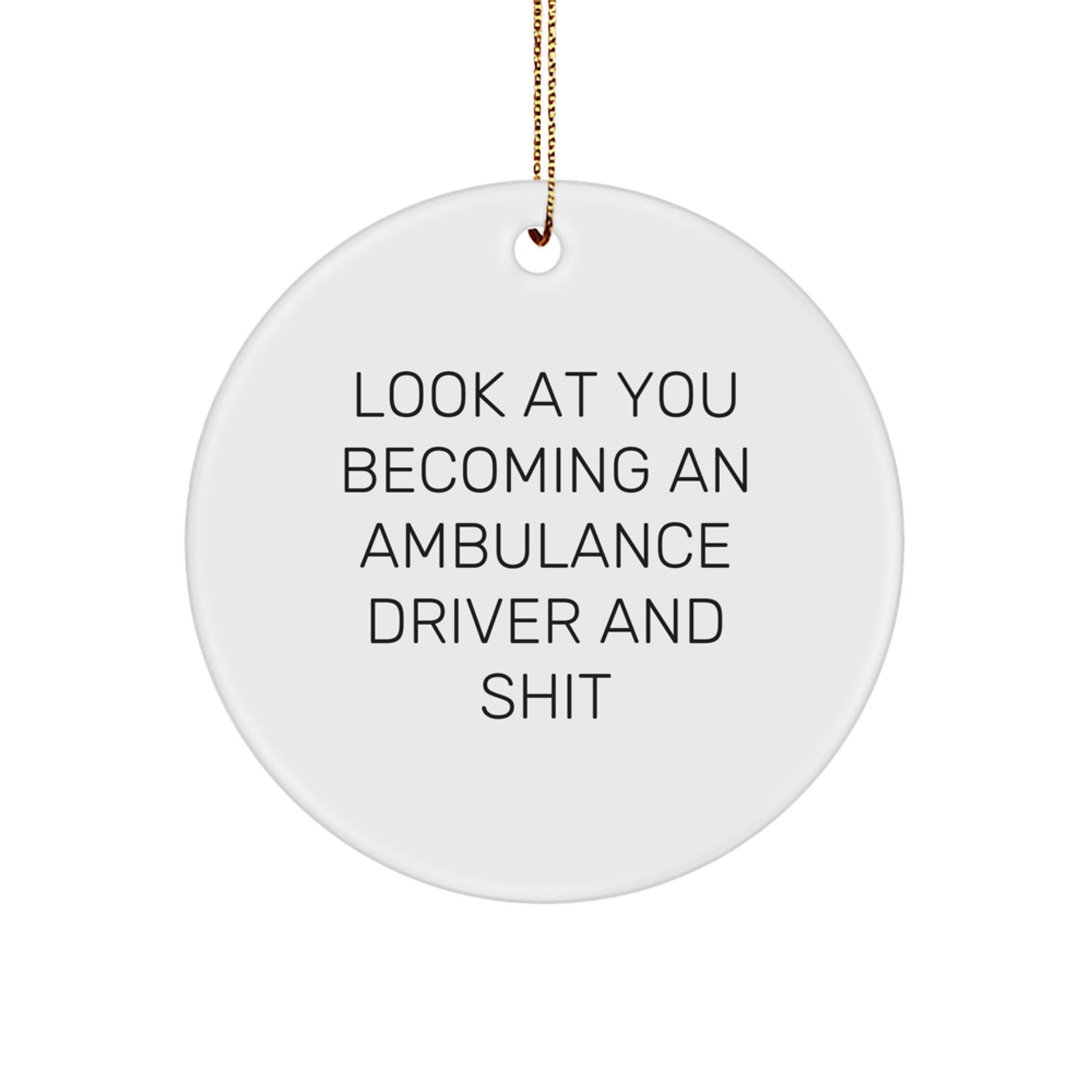 Funny Ambulance Driver Christmas Circle Ornament Gifts from Friends and Family for Ambulance Driver Men and Women - Image 1