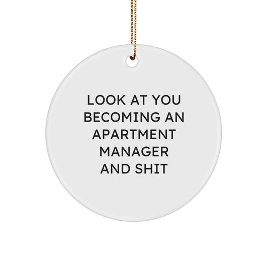 Funny Apartment Manager Gifts for Men or Women - Christmas Unique Circle Ornament from Friends, Coworkers to Family - Image 1