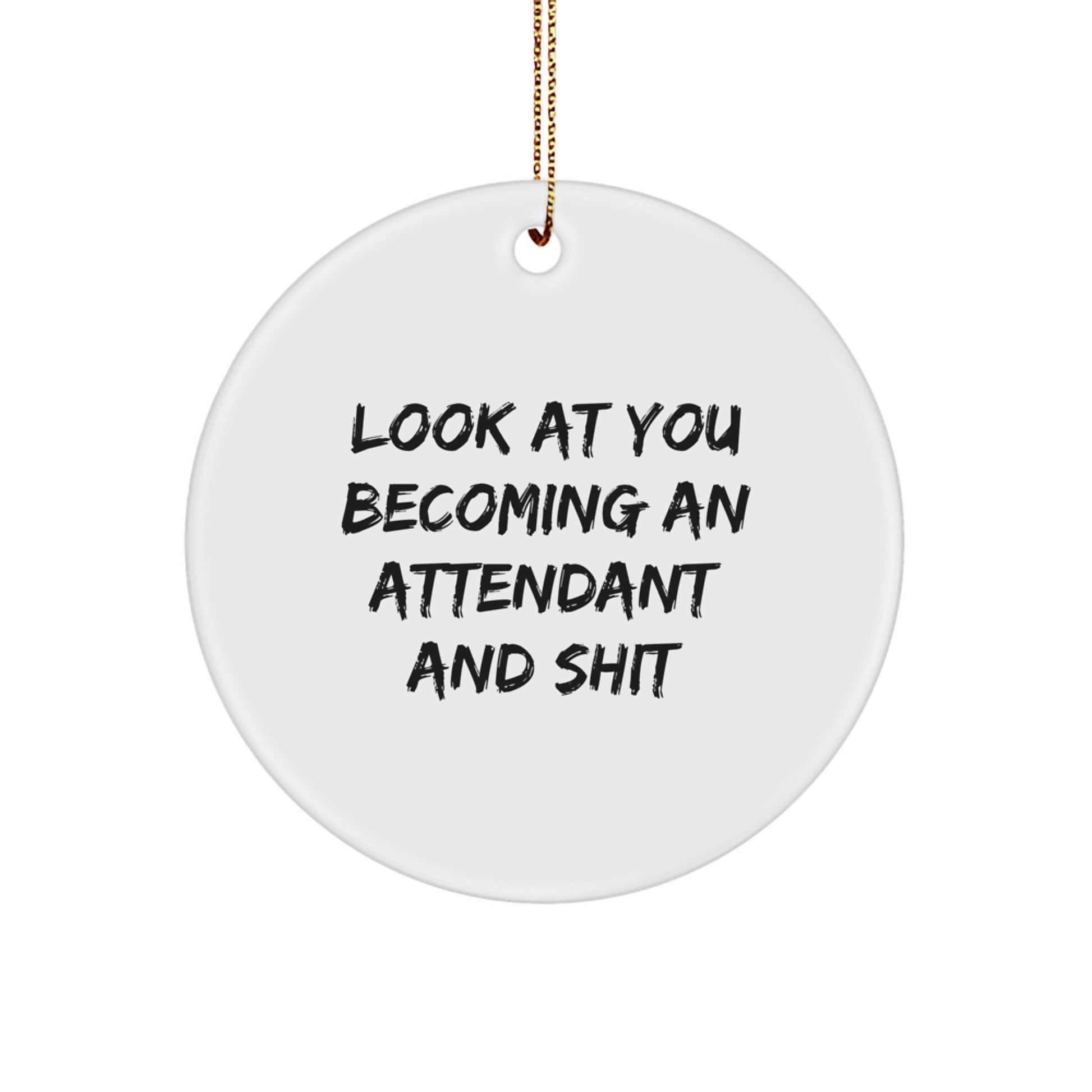 Funny Attendant Gifts, Look At You Becoming An Attendant And Shit, Circle Ornament for Attendant, Unique Christmas Unique Gifts from Friends to Family - Image 1