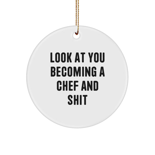 Holiday Christmas Gift for Her Chef Circle Ornament Present Surprise - Image 1