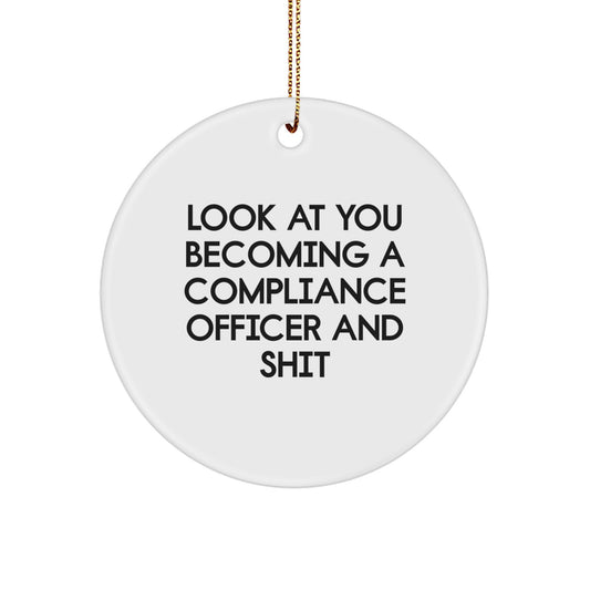 Funny Compliance Officer Circle Ornament Gifts from Friends, Christmas Unique Gifts for Compliance Officers, Circle Ornament Shaped - Image 1