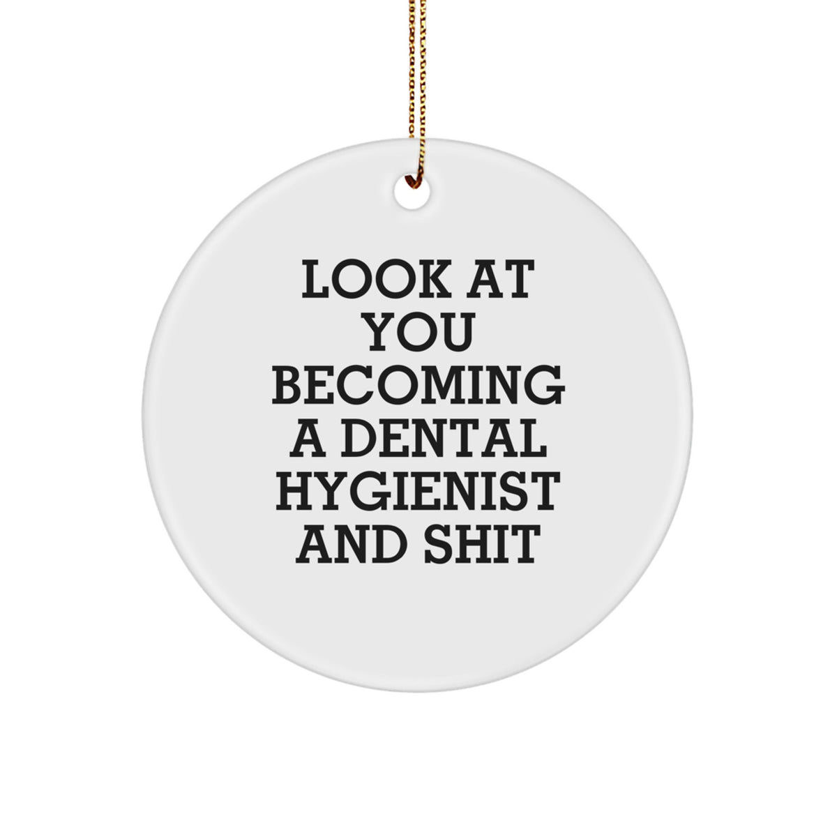 Funny Dental Hygienist Gifts, Christmas Unique Gifts for Dental Hygienist Friends, Look At You Becoming A Dental Hygienist And Shit Circle Ornament - Image 1