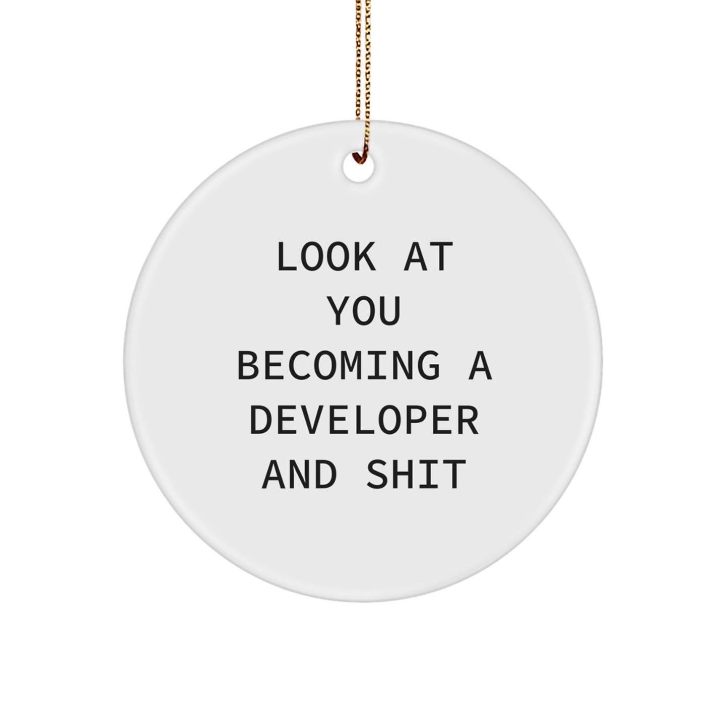 Funny Developer Circle Ornament Gifts from Friends for Christmas, 'Look At You Becoming A Developer And Shit', Circle Ornament for Men Women Coworkers Family - Image 1