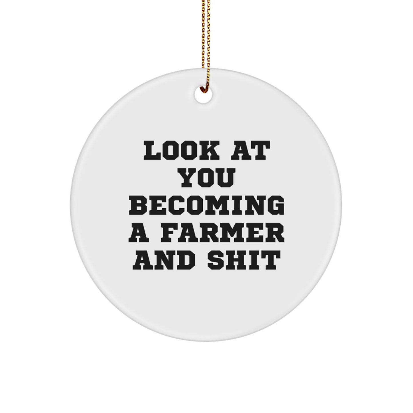 Funny Farmer Gifts from Friends for Farmer, Circle Ornament, Christmas Unique Gifts - Image 1