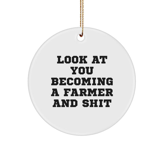 Funny Farmer Gifts from Friends for Farmer, Circle Ornament, Christmas Unique Gifts - Image 1