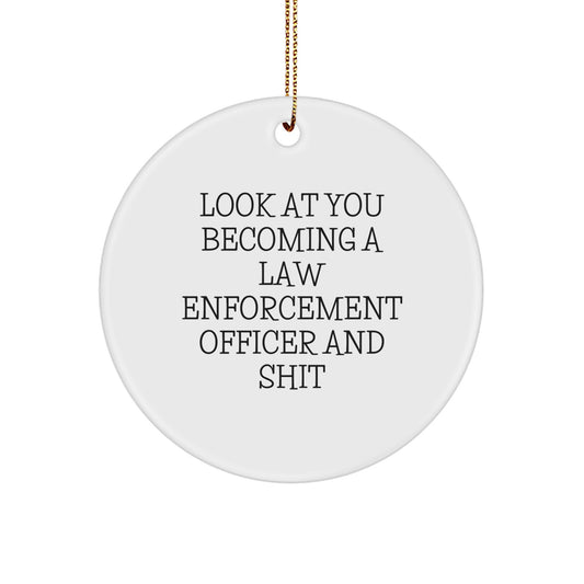 Funny Law Enforcement Officer Gifts from Men to Law Enforcement Officers for Christmas Unique Circle Ornaments - Image 1
