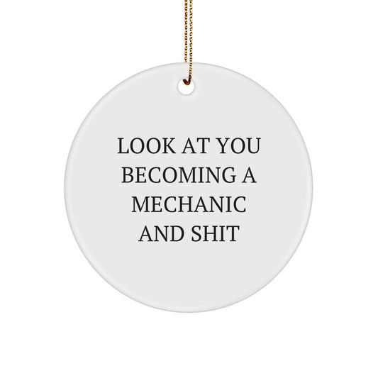 Christmas Gift Mechanic Circle Ornament for Her Laughing Present - Image 1