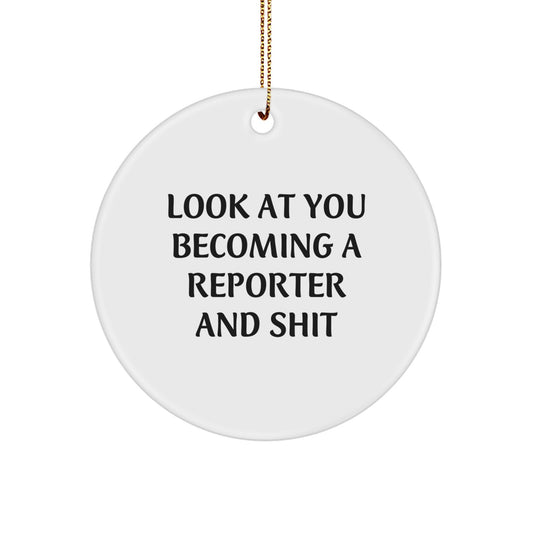 Reporter Circle Christmas Ornament Idea for Coworkers Holiday Gift - Image 1