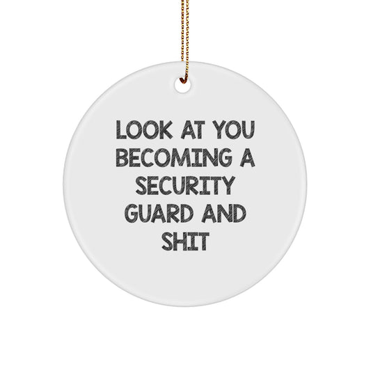 Funny Look At You Becoming A Security Guard Gifts from Family and Friends for Security Guard Christmas Unique Ornaments - Image 1