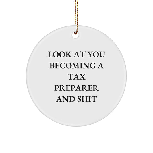 Tax Preparer Circle Ornament for a Best Friend Companion Christmas Gift - Image 1
