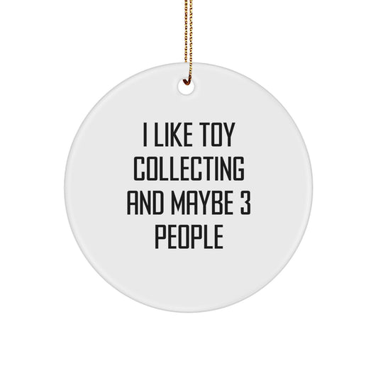 Christmas Unique Gift for Her Toy Collecting Present Circle White Ornament - Image 1