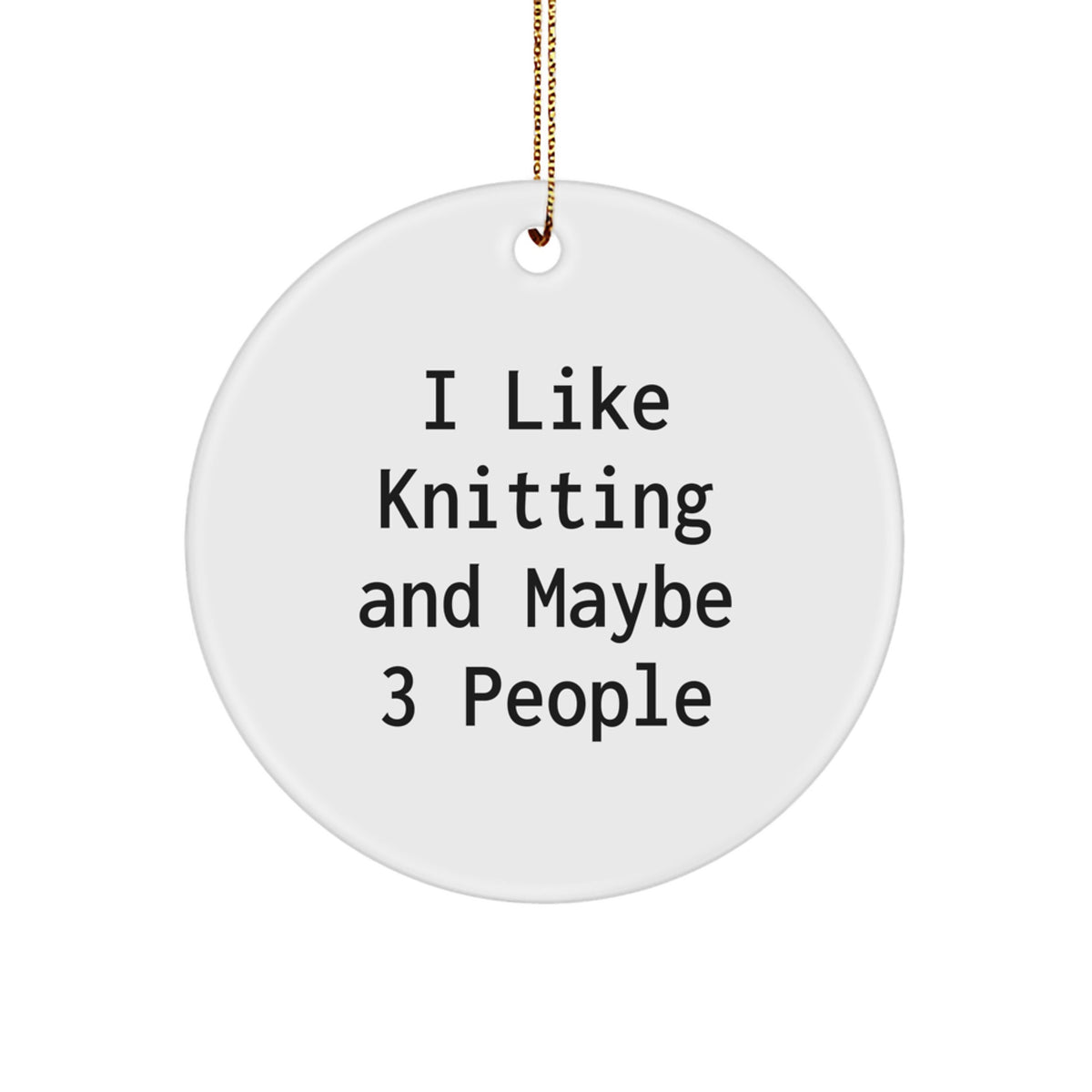 Holiday Gift for Her Knitting Circle Ornament – I Like Knitting 3 People - Image 1
