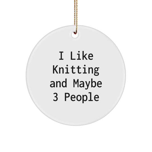 Holiday Gift for Her Knitting Circle Ornament – I Like Knitting 3 People - Image 1