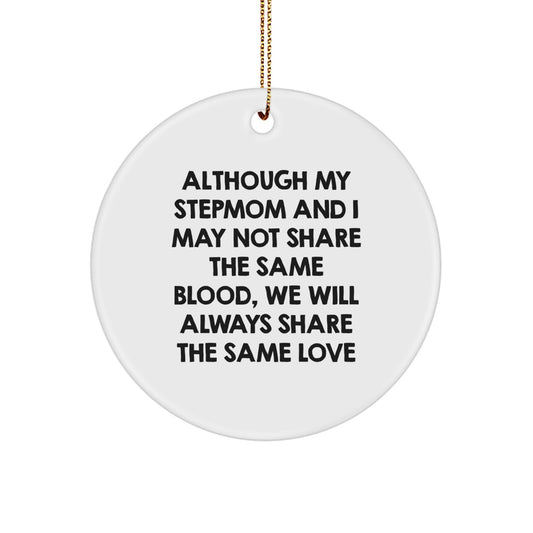 Funny Stepmom Love Gifts from Family, Unique Circle Ornament for Stepmom on Christmas, Inspirational Quote - Image 1