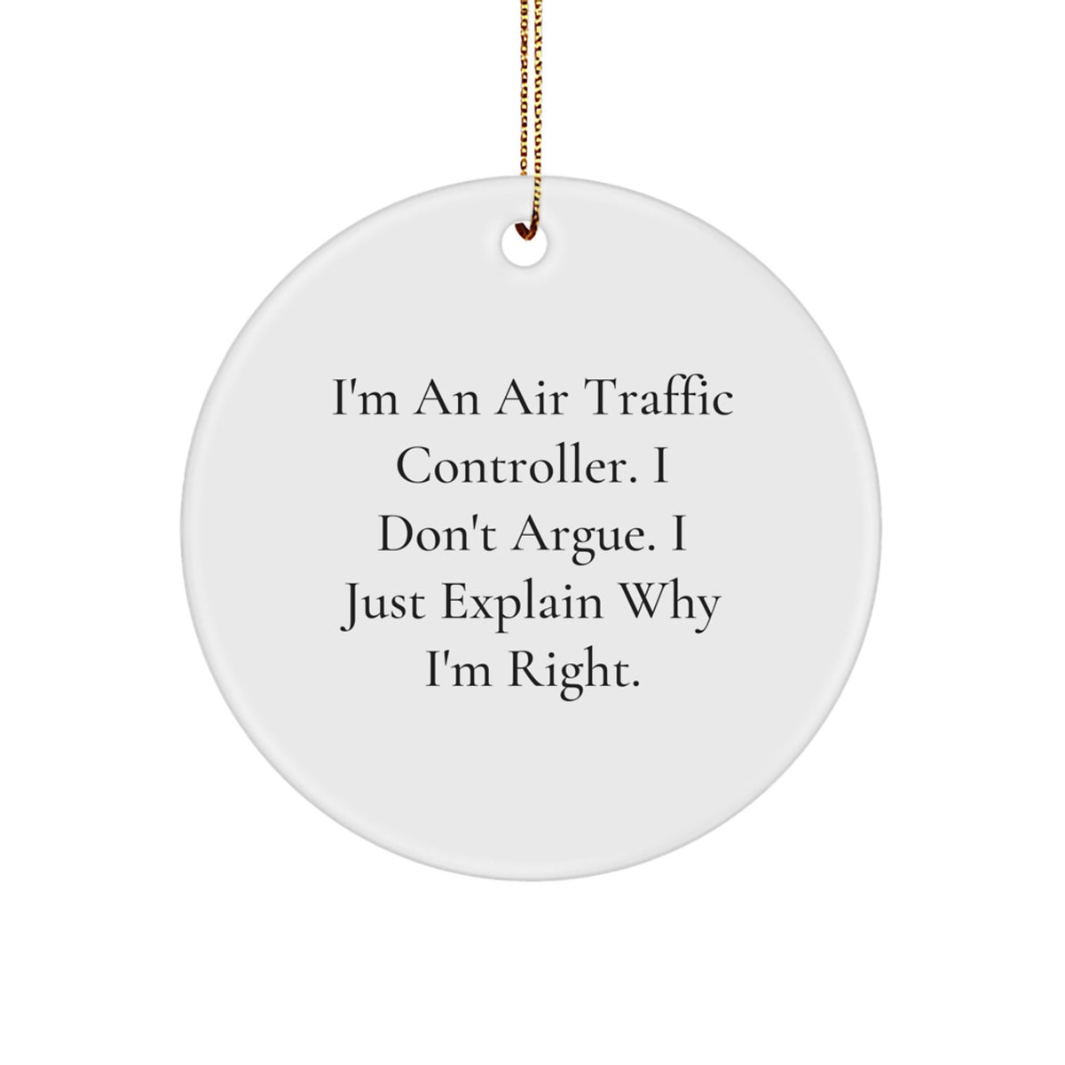 Christmas Gift for Her Air Traffic Controller Circle Ornament Present - Image 1