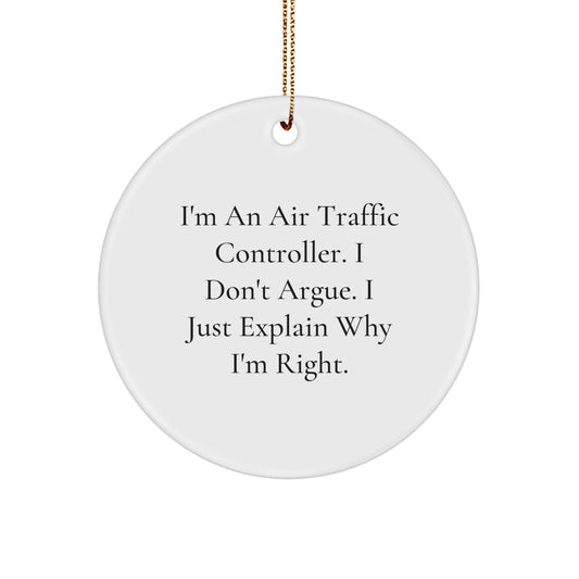 Christmas Gift for Her Air Traffic Controller Circle Ornament Present - Image 1