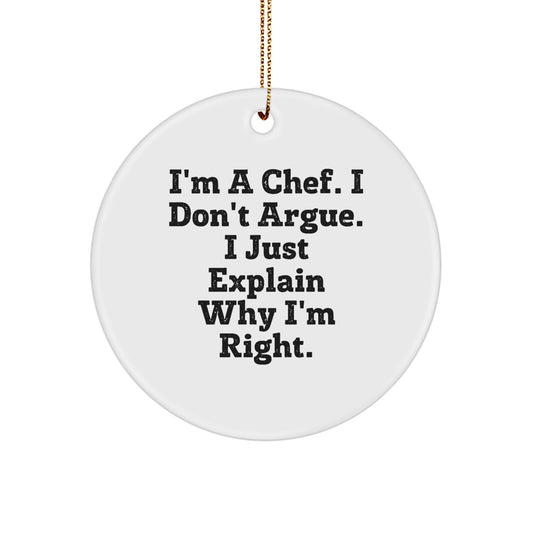 Funny Chef Christmas Circle Ornament Gifts from Friends for Men or Women - Image 1