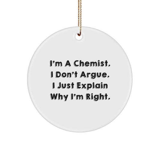 Funny Chemist Gifts for Men, Christmas Unique Circle Ornaments from Friends to Family - Image 1