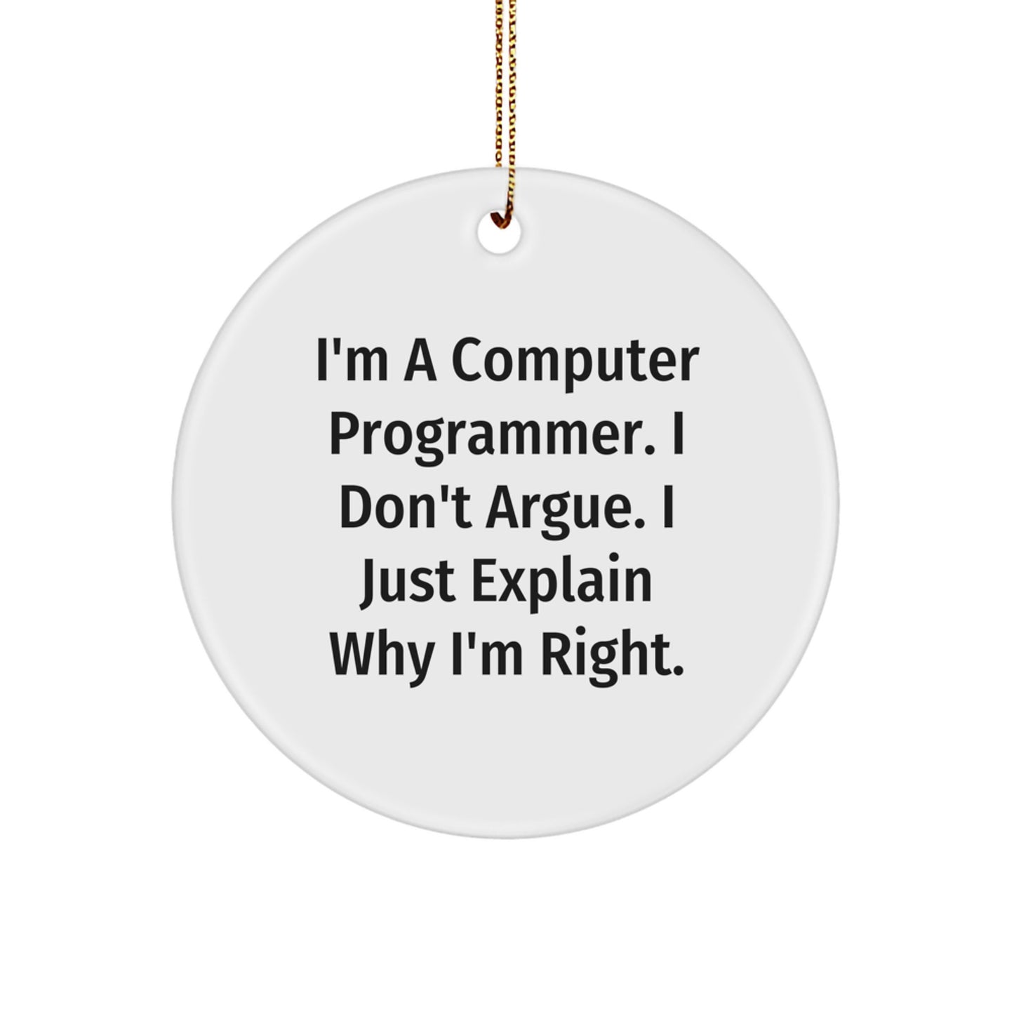 Christmas Unique Gifts for Computer Programmer - Funny Quote Circle Ornament, Gifts from Friends to Family, Computer Programmer Decor - Image 1