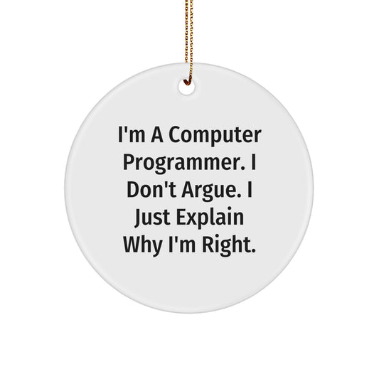 Christmas Unique Gifts for Computer Programmer - Funny Quote Circle Ornament, Gifts from Friends to Family, Computer Programmer Decor - Image 1