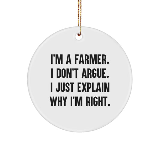 Bright Farmer Circle Ornament for Friends Delight – Christmas Gift - Image 1