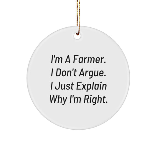 Favorite Farmer Circle Ornament for Kids – Bright Wooden Christmas Gift - Image 1
