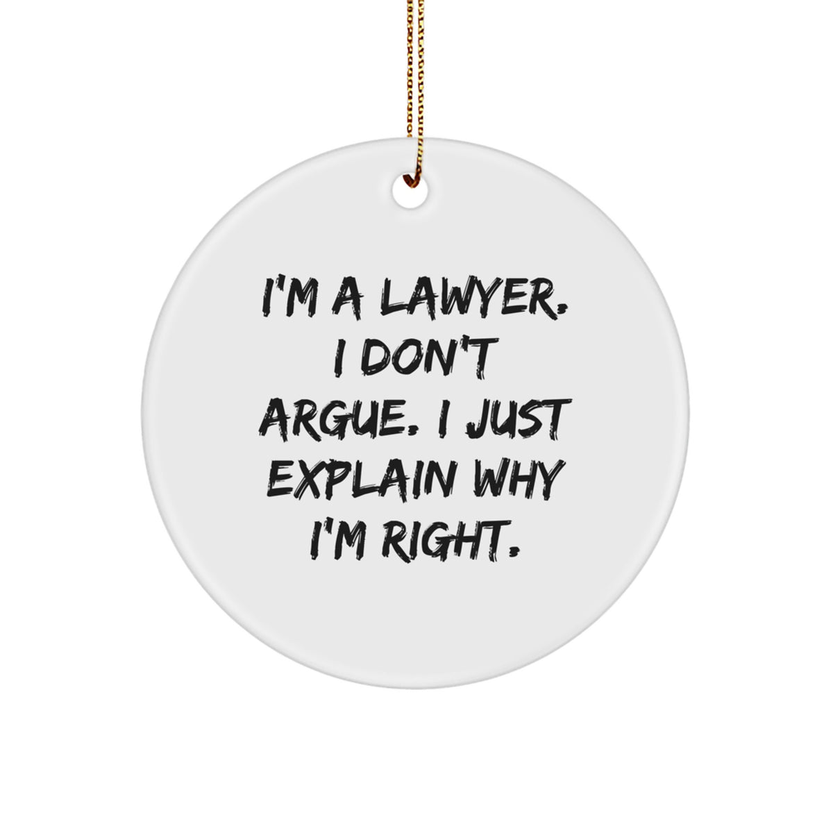 Family Lawyer Treasure Christmas Circle Ornament Gift I Don't Argue - Image 1