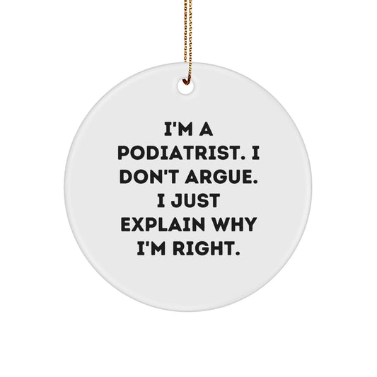 Funny Podiatrist Gifts for Men Christmas Unique Circle Ornament from Friends, Unique Christmas Circle Ornament Gifts for Podiatrist - Image 1