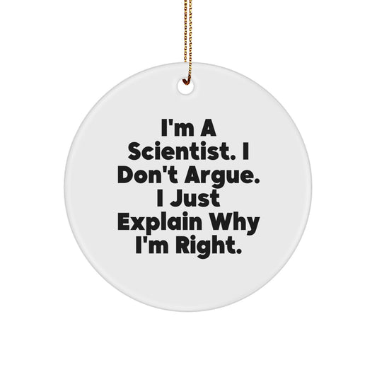 Funny Scientist Circle Ornament Gifts from Men for Friends Family at Christmas - Image 1