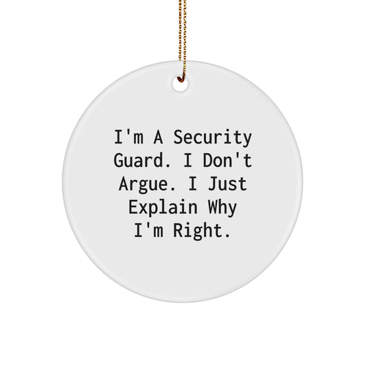 Security Guard Funny Circle Ornament Gifts from Family for Christmas Unique Decorations - Image 1