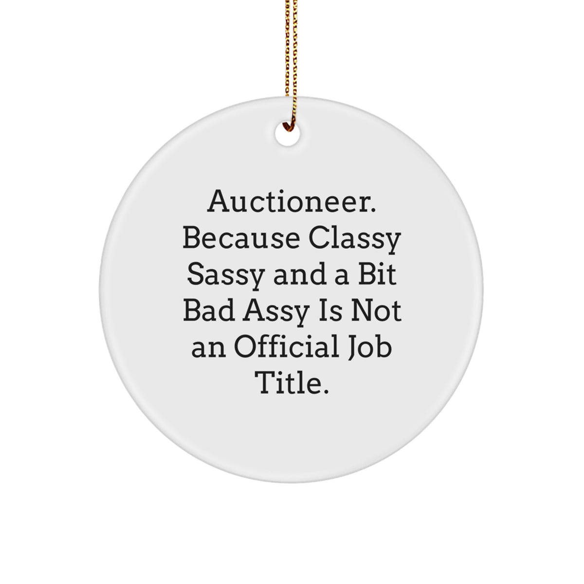 White Circle Christmas Ornament for Coworkers – Auctioneer Keepsake Gift - Image 1