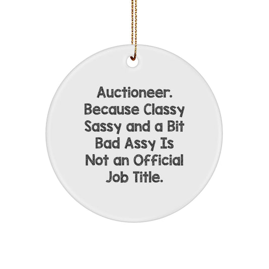 Auctioneer Keepsake Circle Ornament for Him Christmas Gift - Image 1