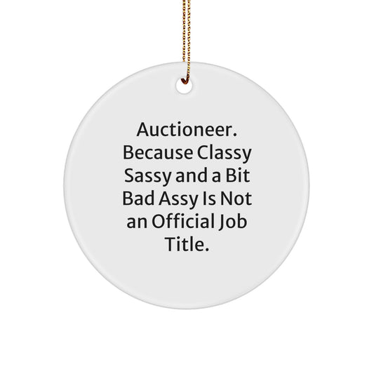 White Circle Christmas Ornament for a Best Friend Auctioneer Gift - Image 1