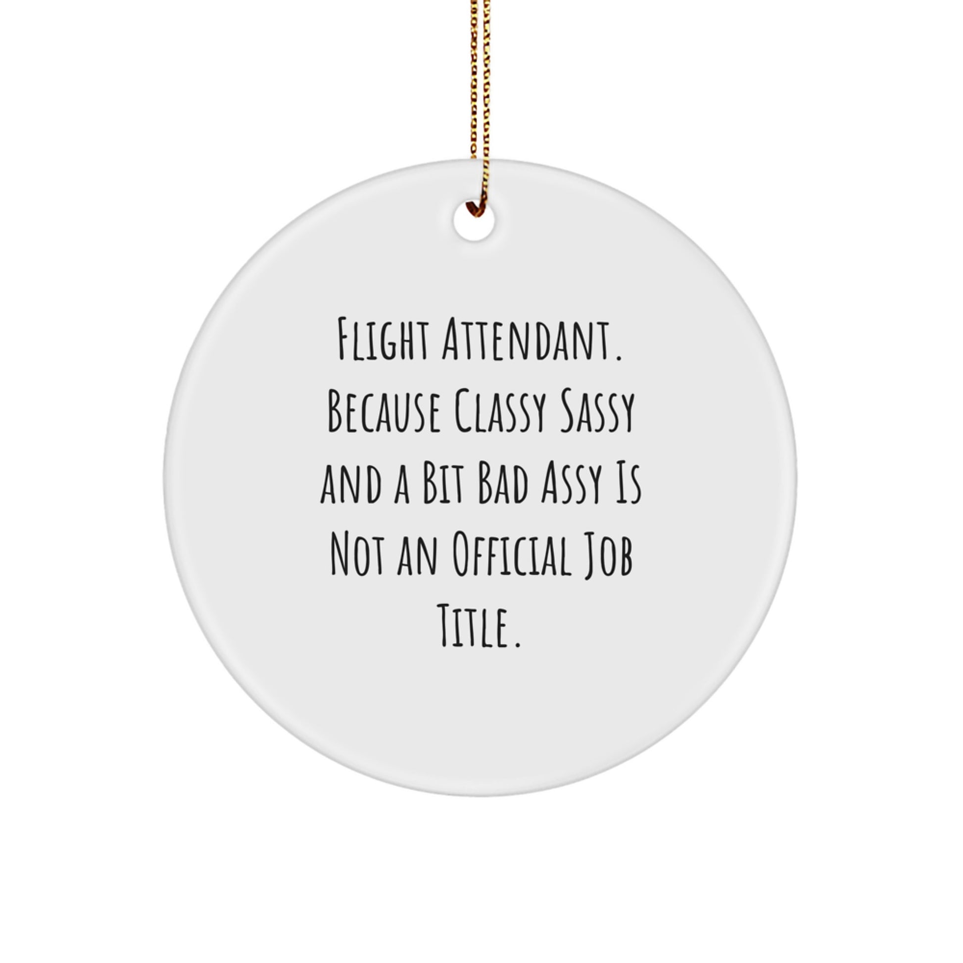 Funny Flight Attendant Gifts, Gifts from Friends to Flight Attendants, Flight Attendant Christmas Unique Gifts, Classy Sassy Fearlessy Not Official - Flight Attendant Circle Ornament - Image 1
