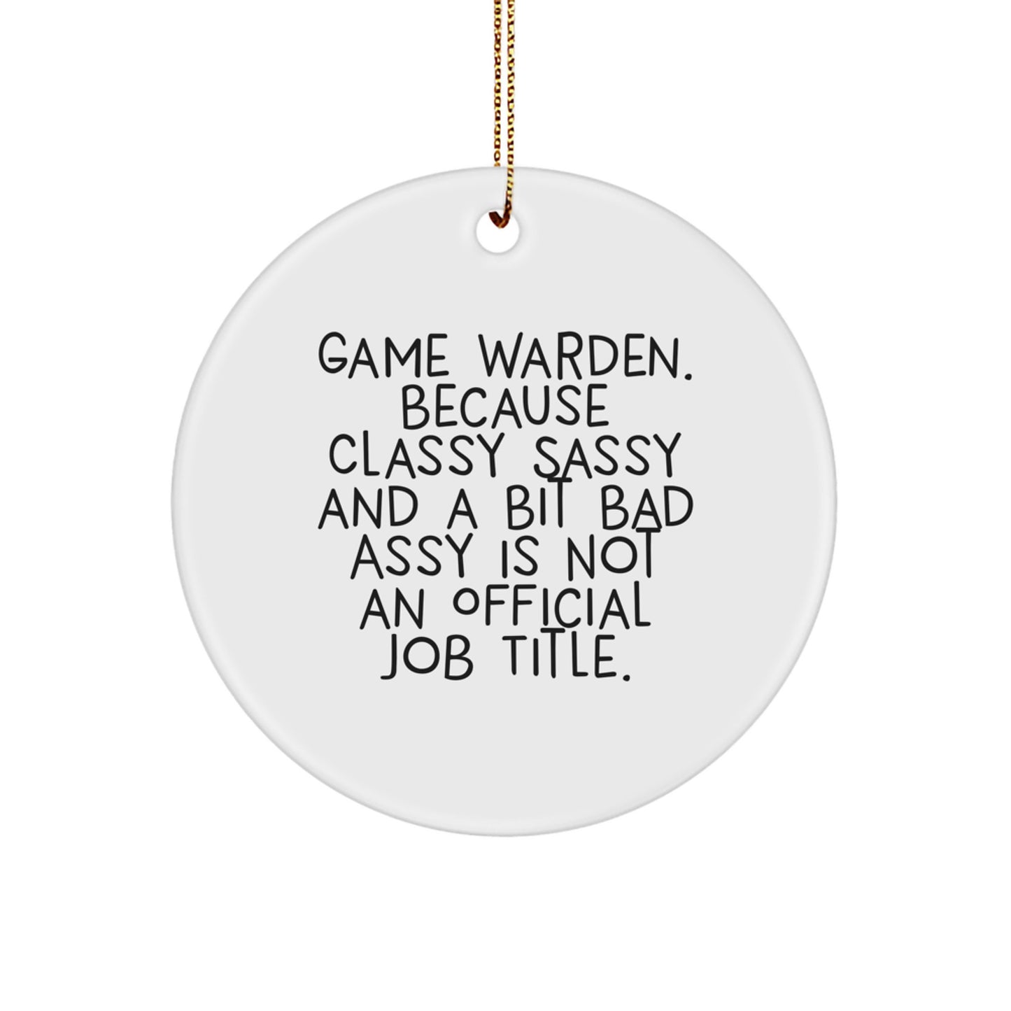 Funny Game Warden Gifts for Men, Christmas Ornament with Quirky Quote - Gifts from Friends, Game Warden Circle Ornament with Humorous Sarcasm - Image 1