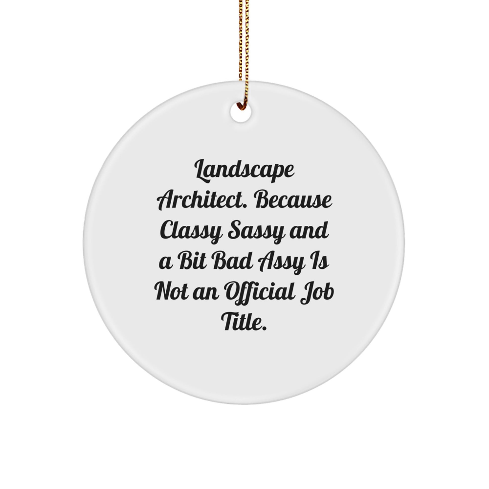 Funny Landscape Architect Gifts for Men, Christmas Unique Circle Ornament from Friends, 'Landscape Architect. Because Classy Sassy And A Bit Fearlessy Is Not An Official Job Title.' - Image 1