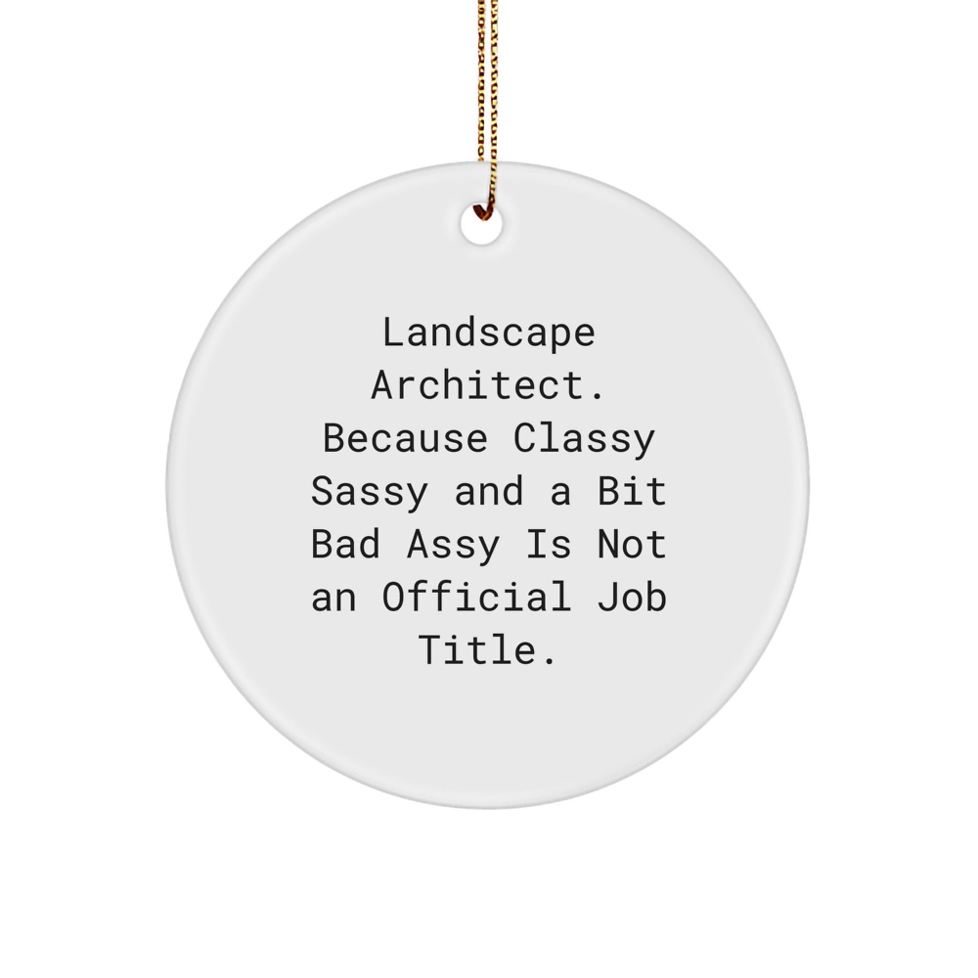 Landscape Architect Gifts from Friends Christmas Circle Ornament Fun Quote for Men Women, 'Landscape Architect. Because Classy Sassy And A Bit Fearlessy Is Not An Official Job Title.' - Image 1