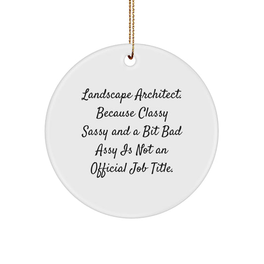 Funny Christmas Unique Gifts for Landscape Architect Friends Circle Ornament - 'Classy Sassy And A Bit Fearlessy' Humor, Unique Landscape Architect Office Decor - Image 1