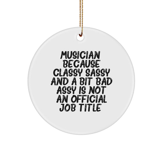 Funny Musician Gifts from Friends for Men, Christmas Unique Circle Ornaments, Classy Sassy Fearlessy Quote Musician Decor - Image 1