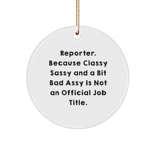 Funny Reporter Gifts for Friends, Men, and Women - Reporter Circle Ornament, Christmas Unique - Image 1