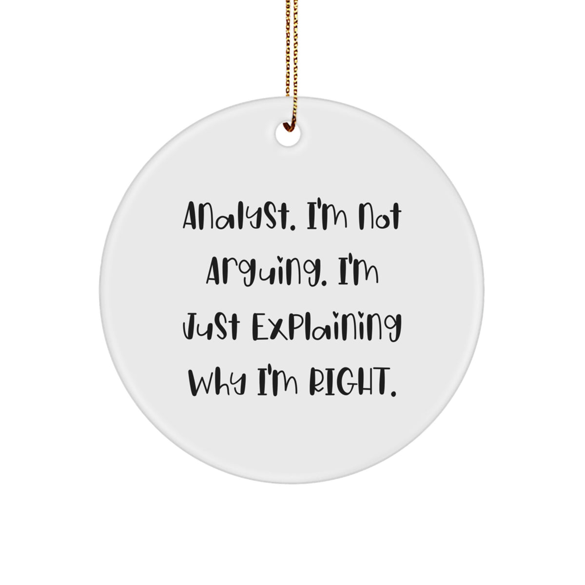 Funny Analyst Gifts from Friends Christmas Unique Circle Ornament I'm Not Arguing I'm Just Explaining Why I'm Right Men - Image 1