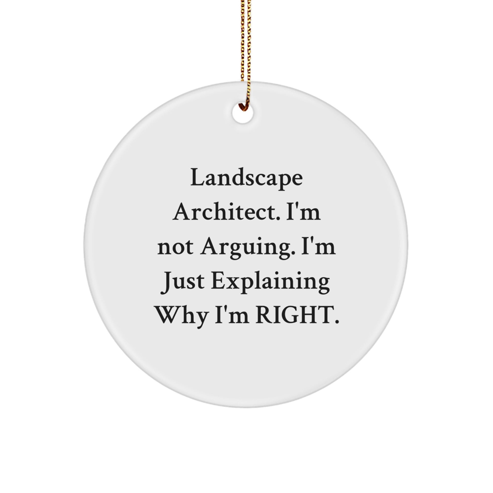 Funny Landscape Architect Gifts for Men, Unique Christmas Ornaments for Friends, 'I'm Not Arguing. I'm Just Explaining Why I'm Right.' Circle Ornament from Landscape Architect Lover - Image 1